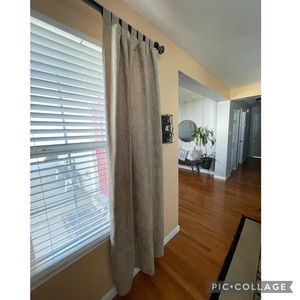 2 light brown tab top panels / curtains